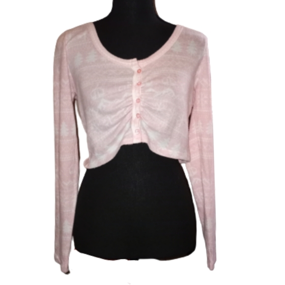 Colsie Women's Holiday Print Cardigan - Picture 2 of 7